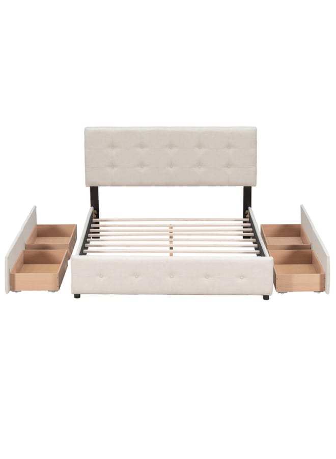ريترو RA-BD38 سرير 211×167×110سم - بيج فاتح - Image 3