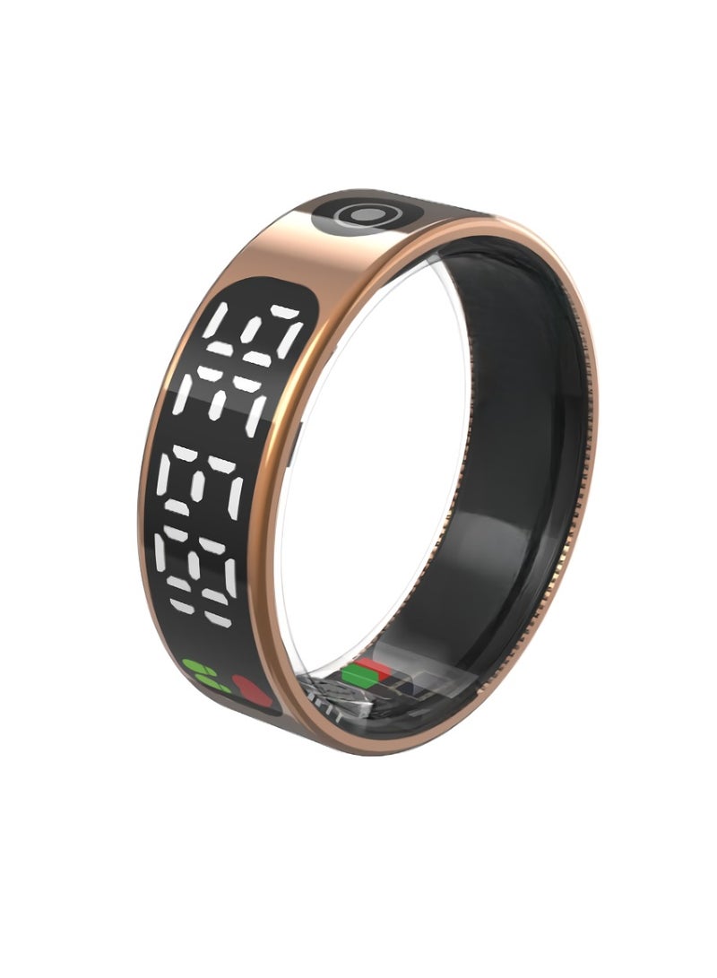 AROAQ SR09 Smart Ring, Intelligent Touch Control Health Heart Rate Ring With Sleep Monitor, IP68 Waterproof Digital Display Smart Fitness And Sleep Tracker For Women And Men, (Rose Gold)  - Image 1