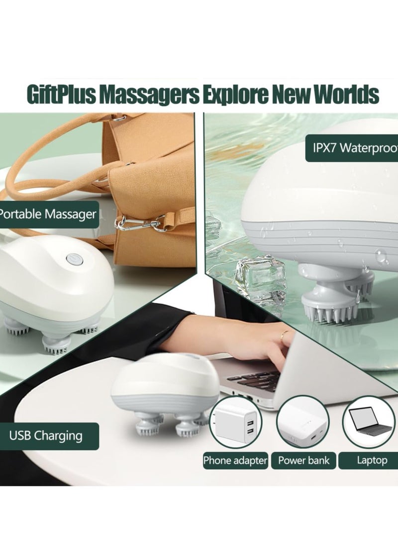 Loquat Electric Scalp Massager  Multifunctional Waterproof Head Massager With 96 Kneading Nodes Rechargeable Head Scratcher For Hair Growth Stress Relax Relaxing Gifts For Women Men Her(White) - Image 4