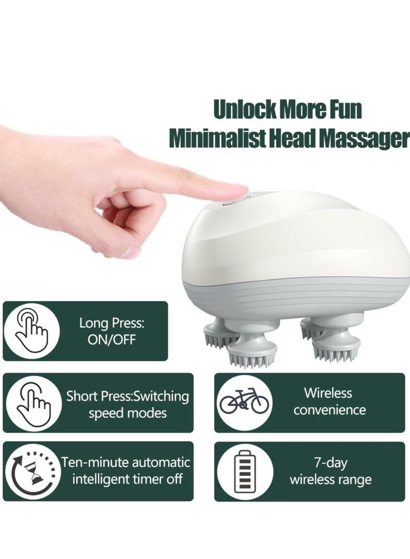 Loquat Electric Scalp Massager  Multifunctional Waterproof Head Massager With 96 Kneading Nodes Rechargeable Head Scratcher For Hair Growth Stress Relax Relaxing Gifts For Women Men Her(White) - Image 2