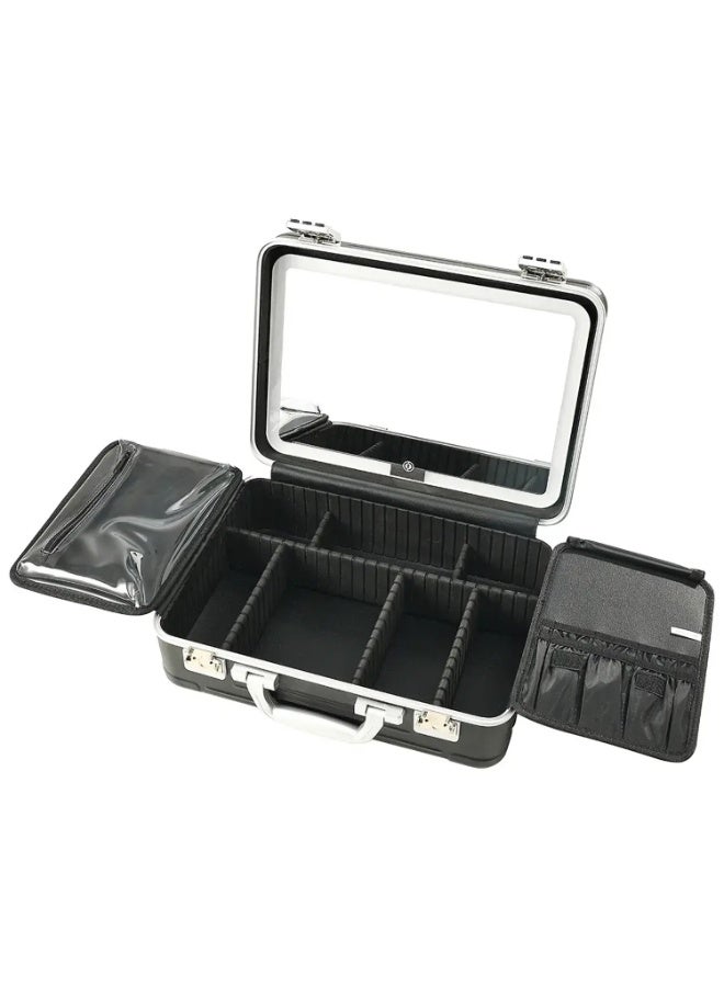 porodo Portable Makeup Case with Detachable LED Mirror, Rechargeable Cosmetic Organizer Box with Adjustable Brightness, USB-C Charging & Multiple Storage Compartments - Image 2
