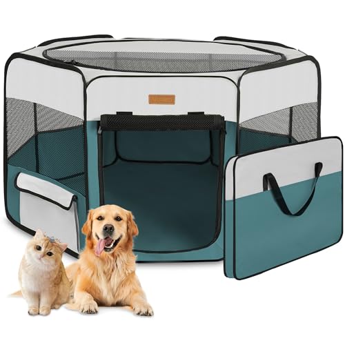 Dog Playpen Portable Pet Play Pen for Cat Puppies Rabbits Chickens Foldable LargeCapacity Pet Tent for IndoorOutdoor Travel Camping Blue
