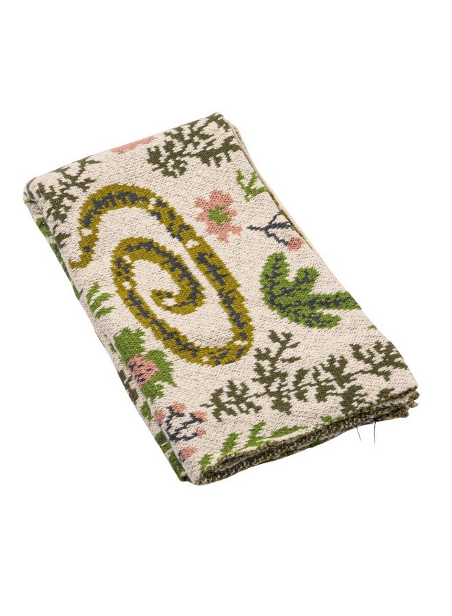 Creative Co-op بطانية أطفال محبوكة من القطن من كرياتيف كوبر مع ثعابين وزهور، 40" طول × 32" عرض - Image 1