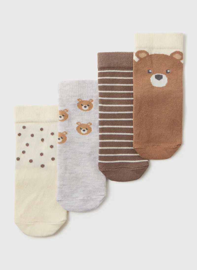 Matalan 4 Pack Baby Brown Bear Socks