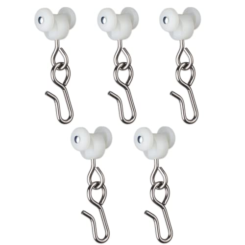 EverTrack Curtain Hooks - Dual Wheel Roller Carriers for Ceiling Mounted Curtain Track with Stainless Steel Hooks for Curtains, Drapes, and Room Dividers - Pack of 60 - Image 1
