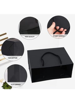 Garlo Large Black Gift Wrap Bags, 20pcs 32 * 25 * 13cm Kraft Paper Black Shopping Bags with Handles Bulk, Merchandise Retail Wrapping Bags for Business, Craft Grocery, Boutique, Party Favor, Wedding.  - Image 2