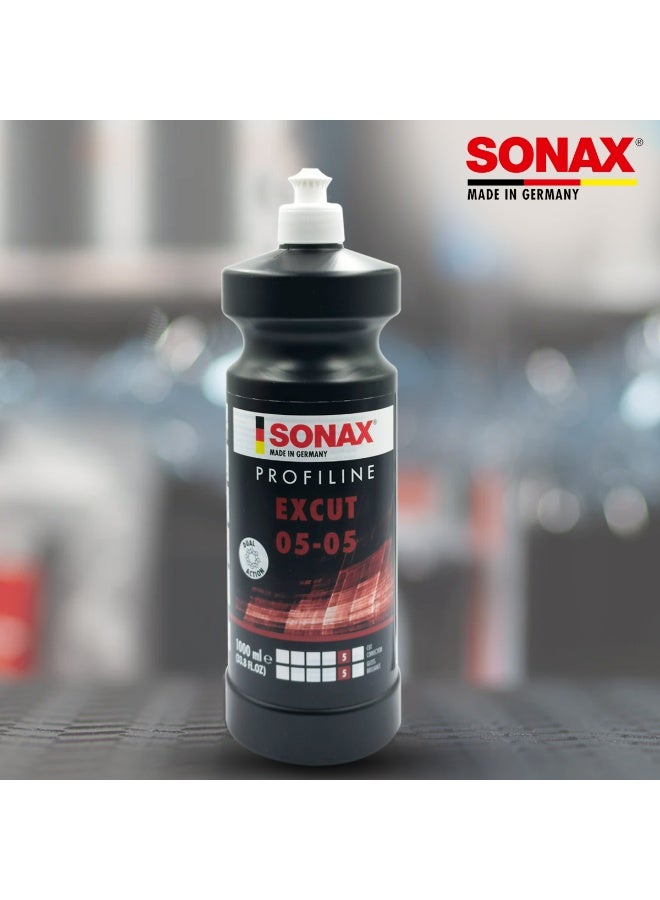 سوناكس SONAX Profiline EXCUT 05-05 معجون تلميع وقص (1000 مل / 33.8 أونصة سائلة) - ملمع لإزالة خدوش السيارات، معجون قص متوسط، ملمع لتصحيح الطلاء وإزالة العلامات الدائرية والخدوش، يمنح لمسة نهائية عالية اللمعان. - Image 1