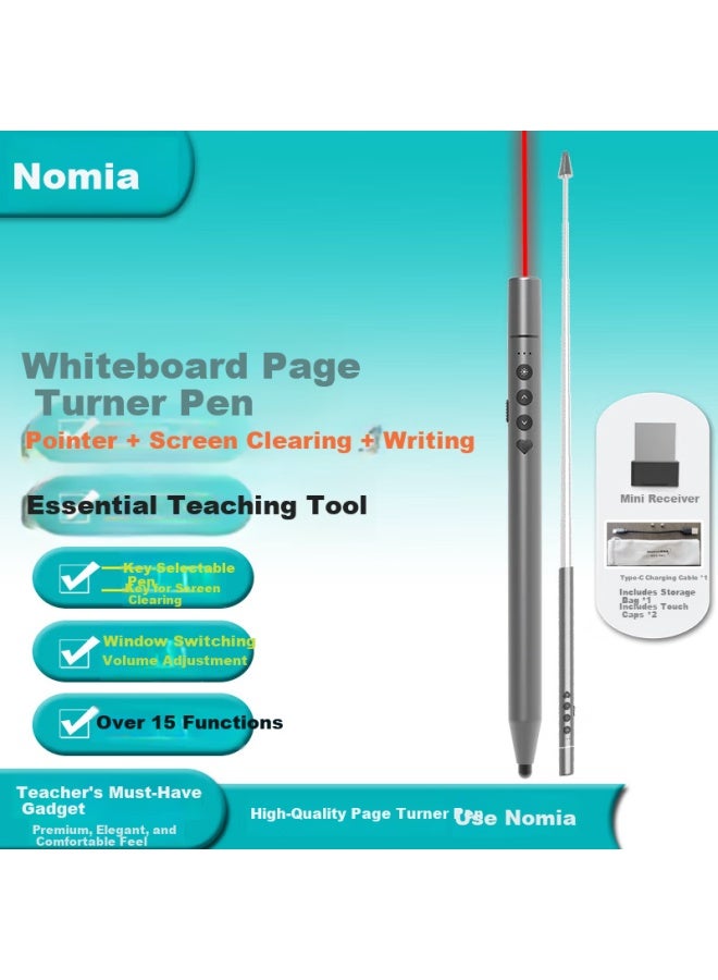 Noomya Nomiya S6 Telescopic Laser Pointer Rechargeable Multifunctional Ppt Remote Control Pen For Teachers Compatible With Seewo Whiteboard All-in-one Multimedia Touchscreen Writing And Page Turner - Image 1