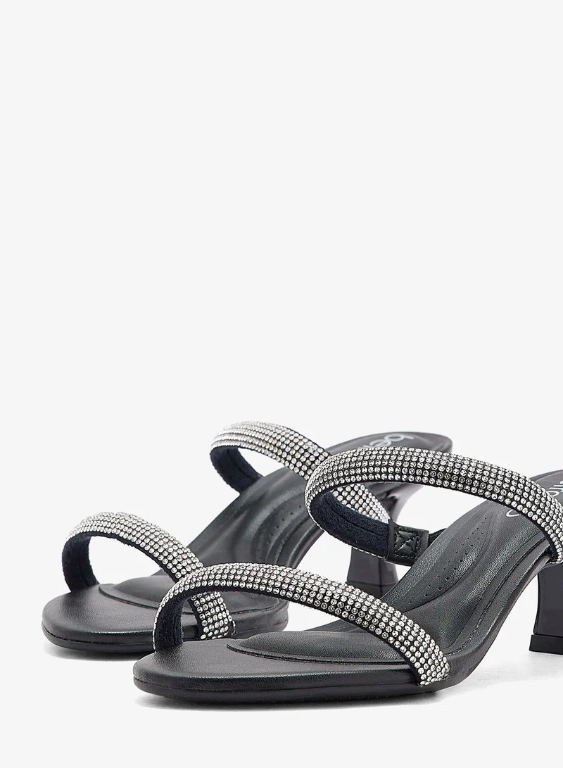 Beira Rio Crystal/Black Block Heel Sandals for Women – Stylish Ladies Heels Sandals for Everyday Wear for Women | Best Price UAE