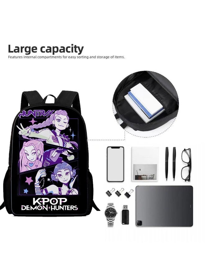 HUNTRITE Demon Hunter Girls Backpacks, Pencil Cases, School Bags, Three-Piece Suit Bags, Backpacks for Teenagers and Elementary School Students, Men's and Women's Casual Sports Backpacks - Image 2