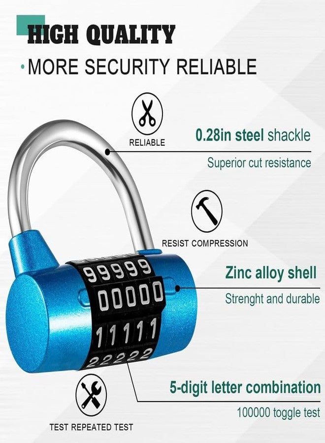 GION Multi Purpose 5 Digit Combination Lock, Combination Lock Heavy Duty Gym Locker 5 Digit Locker Keyless Resettable Metal Lock for College Gym Toolbox Hasp Cabinet (1Pcs) (Blue) - Image 4