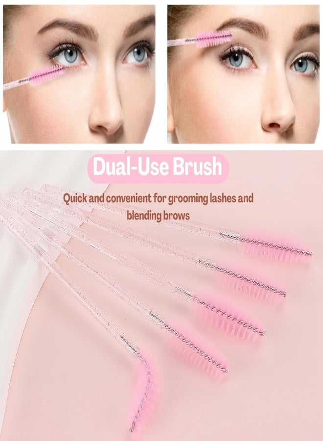 TecoKart 100-Pack Pink Disposable Spoolie Brushes - Eyebrow & Mascara Wands, Lash Comb, Eyelash & Eye Makeup Applicator, Crystal Handle, Professional Makeup Brush Tool - Image 4