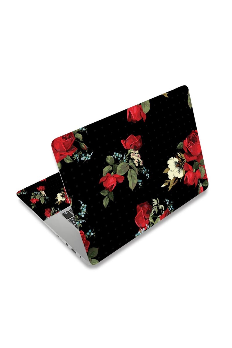 HAPLIVES Laptop Skin Vinyl Sticker Decal, 12" 13" 13.3" 14" 15" 15.4" 15.6 inch Laptop Skin Sticker Cover Art Decal Protector Fits HP Dell Lenovo Compaq Apple Asus Acer (Red Flower) - Image 1