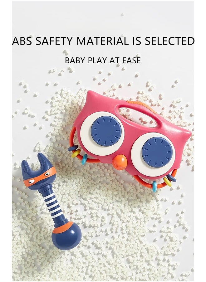 Baby Rattle Toy, Musical Soothing Bell with Lights, Adjustable Volume, Safe Non-Toxic Material, Includes Teether, Durable and Drop-Resistant