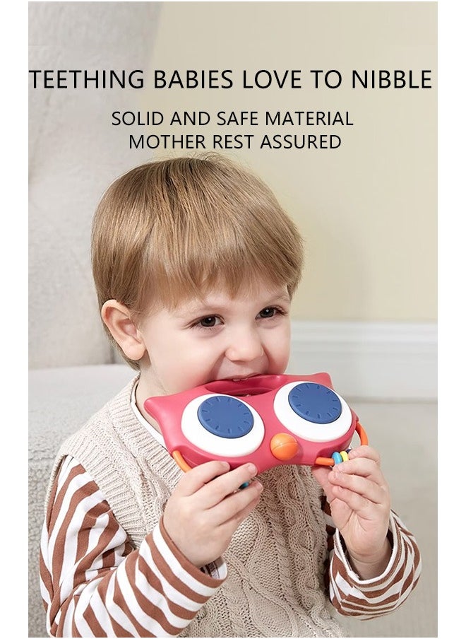 Baby Rattle Toy, Musical Soothing Bell with Lights, Adjustable Volume, Safe Non-Toxic Material, Includes Teether, Durable and Drop-Resistant