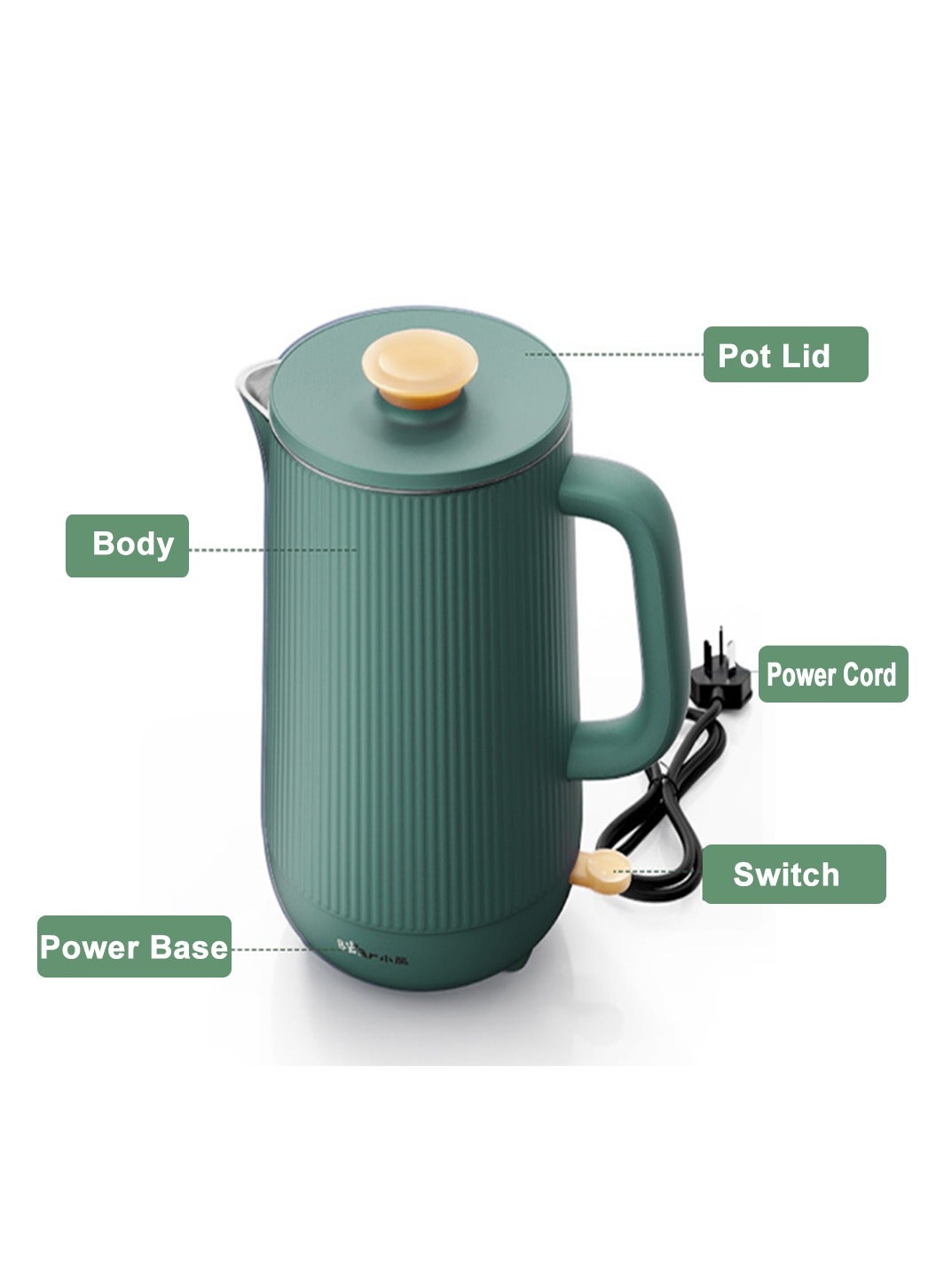 1.6L Fast Heating Portable Cordless Electric Kettle Auto Shut-Off 1800W Stainless Steel Quick Boiling Hot Water Boiler kettle Pot For Home Office Outdoor 
