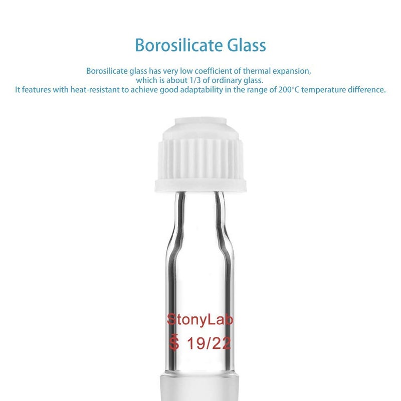 stonylab Thermometer Inlet Adapter with 19/22 Inner Joint, 80mm Height, for Distillation Apparatus - Image 3