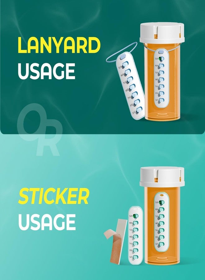 Odaro 4 Pack Pill Reminder, Lanyad or Sticker Pill Tracker, Work with Most Bottles, Reusable Medication Tracker Replacement of Vitamin Weekly (7 Day) Medicine Organizer - Image 3
