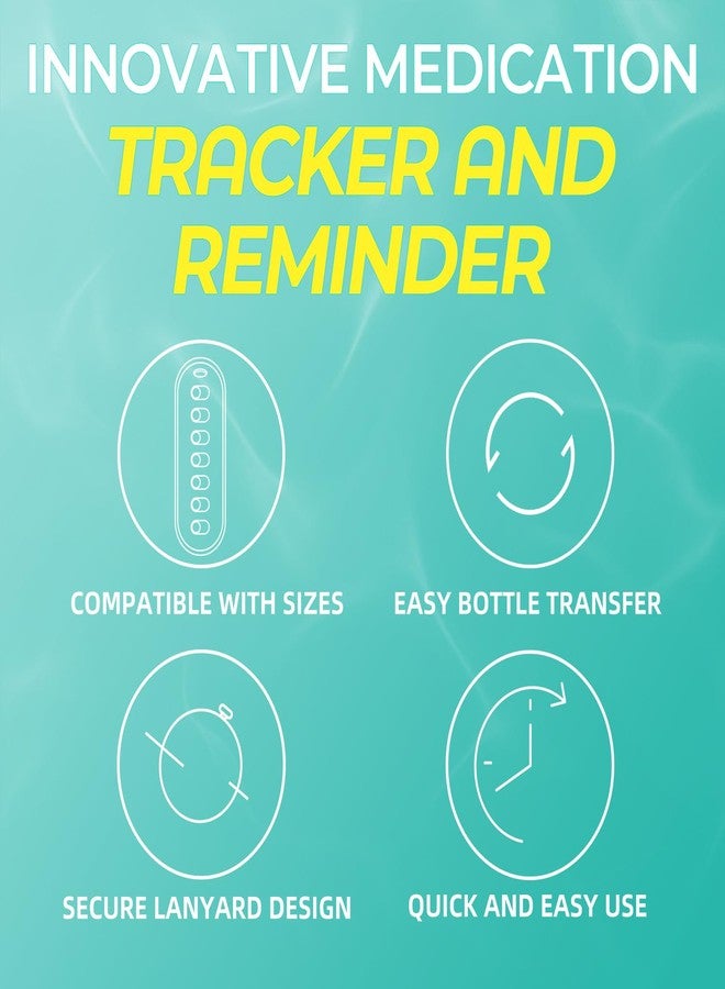 Odaro 4 Pack Pill Reminder, Lanyad or Sticker Pill Tracker, Work with Most Bottles, Reusable Medication Tracker Replacement of Vitamin Weekly (7 Day) Medicine Organizer - Image 5
