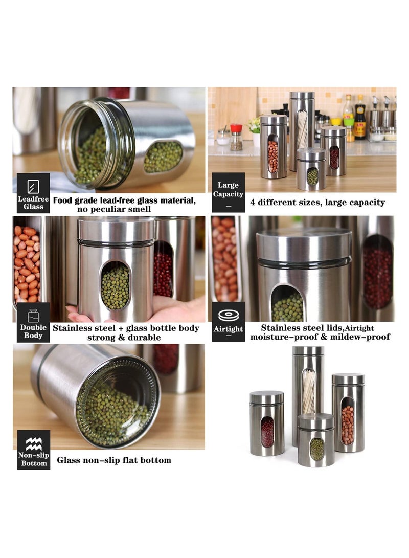 GGEROU Stainless Steel Food Storage Canister Sets,Set of 4 Airtight Sugar Coffee Tea Candy Storage Jars 1300ml - Image 4