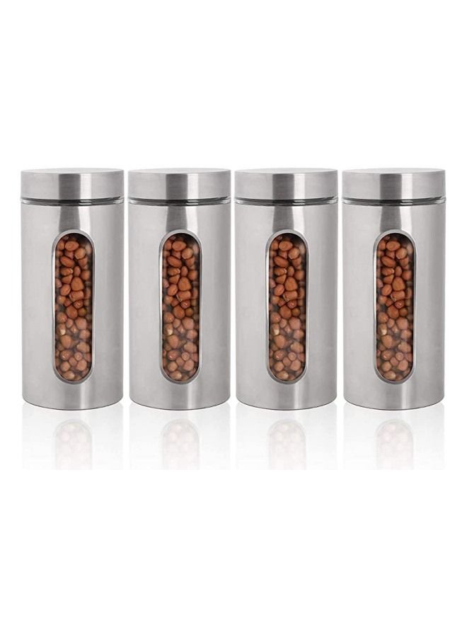 GGEROU Stainless Steel Food Storage Canister Sets,Set of 4 Airtight Sugar Coffee Tea Candy Storage Jars 1300ml - Image 1