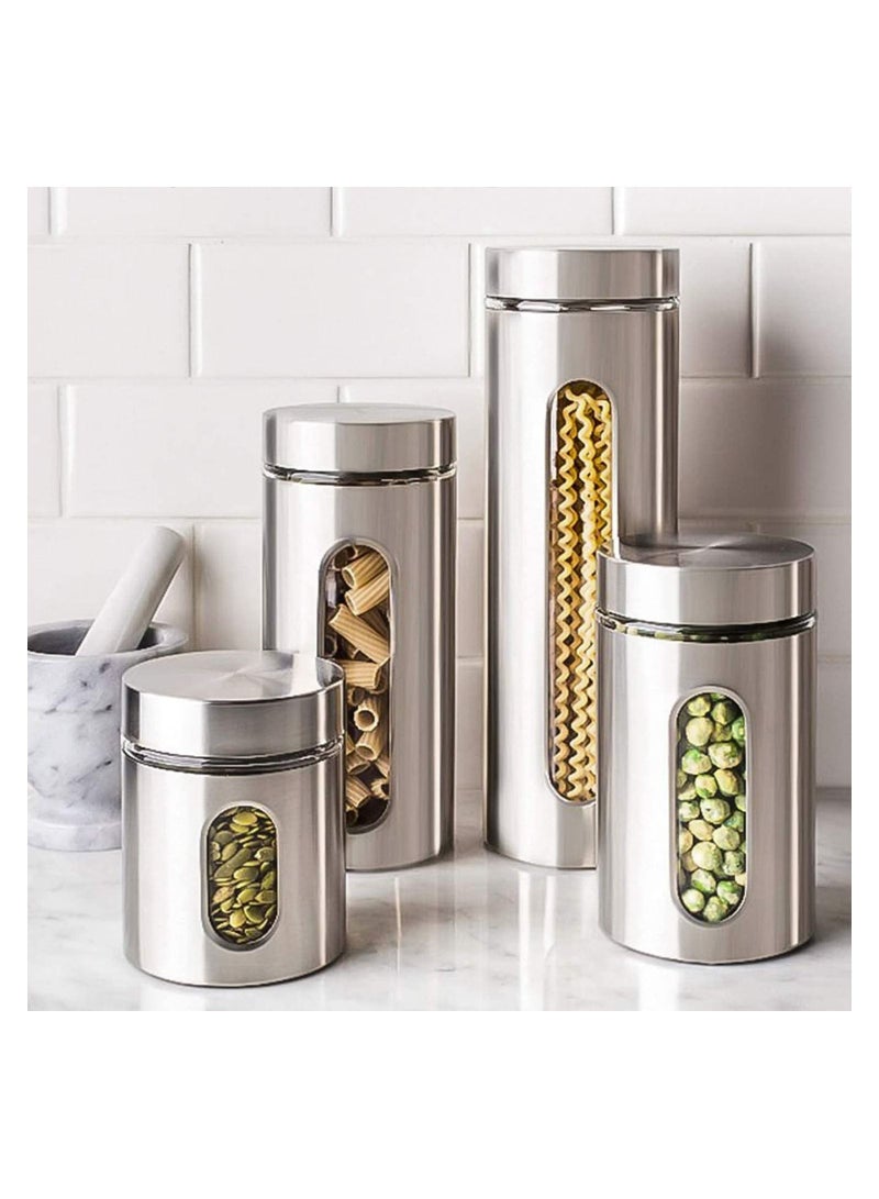 GGEROU Stainless Steel Food Storage Canister Sets,Set of 4 Airtight Sugar Coffee Tea Candy Storage Jars 1300ml - Image 5