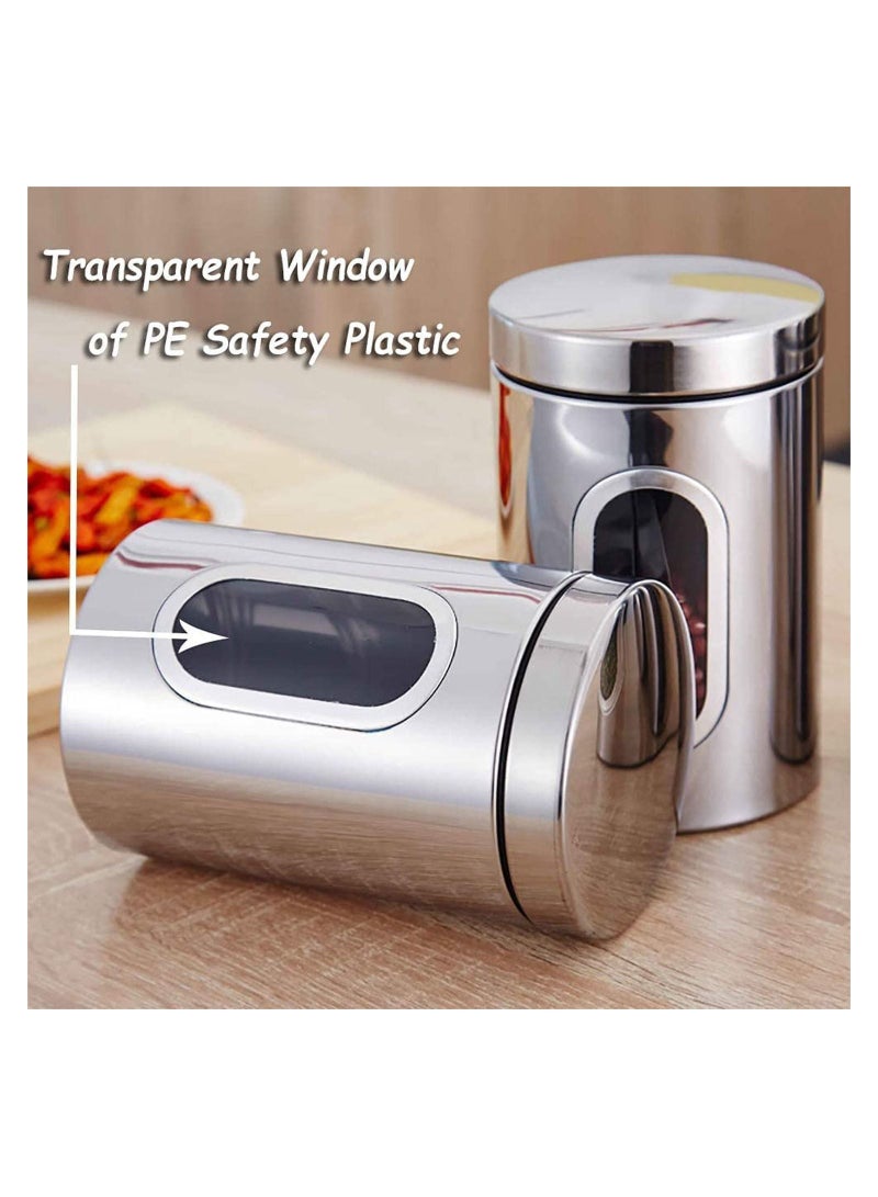 GGEROU Stainless Steel Food Storage Canister Sets,Set of 4 Airtight Sugar Coffee Tea Candy Storage Jars 1300ml - Image 3