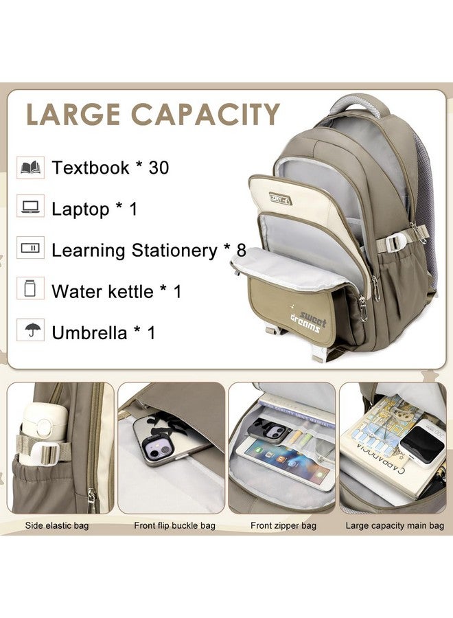 PALAY¬Æ School Backpack Multi Compartment Schoolgirls Backpack Khaki Cute Cartoon Casual Travel Padded Shoulder Strap Students Book Bag Carry-on Children's Day Gift - Image 4