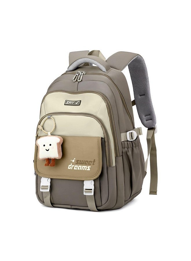 PALAY¬Æ School Backpack Multi Compartment Schoolgirls Backpack Khaki Cute Cartoon Casual Travel Padded Shoulder Strap Students Book Bag Carry-on Children's Day Gift - Image 1