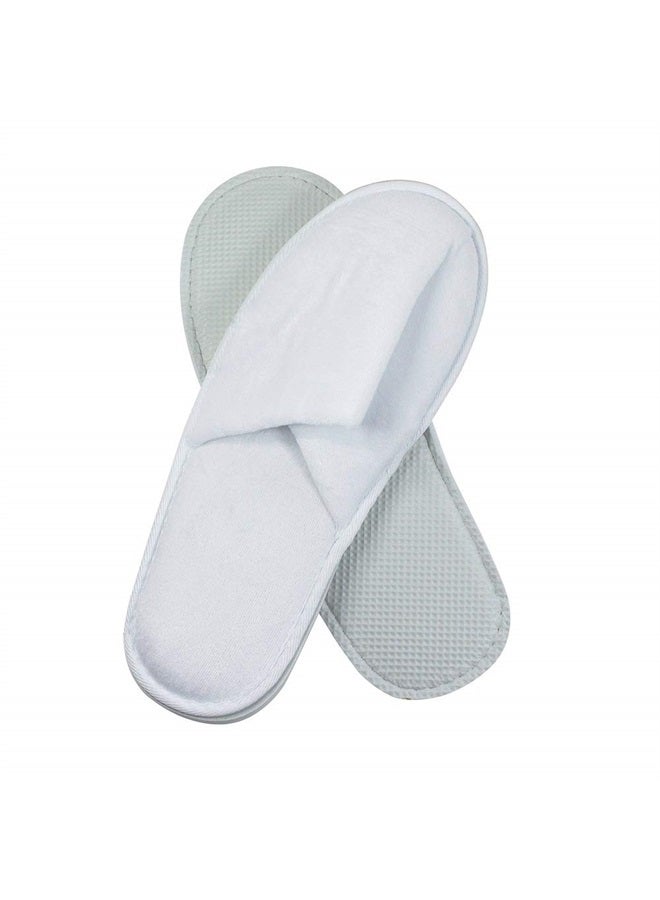 world amenities 100 Pairs | Premium Spa Slippers Bulk Unisex | Closed Toe, Individually Wrapped | Hotel Slippers Travel Amenities Ultra Soft, Disposable Guest Slippers - White  - Image 1