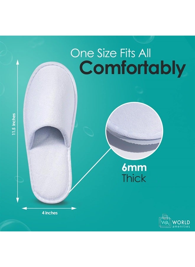 world amenities 100 Pairs | Premium Spa Slippers Bulk Unisex | Closed Toe, Individually Wrapped | Hotel Slippers Travel Amenities Ultra Soft, Disposable Guest Slippers - White  - Image 2