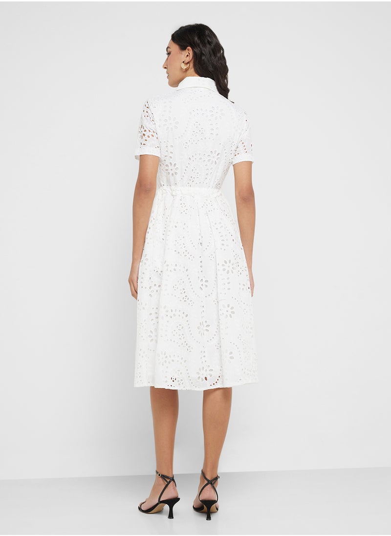 Ginger - Broderie A Line Belted Shirt Dress - Image 1