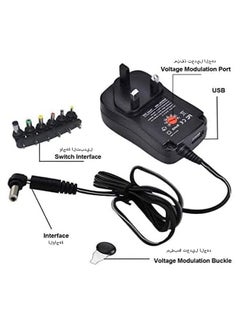 spa luxetique 30W Universal AC/DC, 3V 4.5V 6V 9V 12V Adapter with 6 Tips for Household Electronics (Plug Type: UK), black  - Image 5