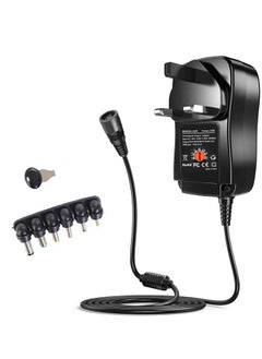 spa luxetique 30W Universal AC/DC, 3V 4.5V 6V 9V 12V Adapter with 6 Tips for Household Electronics (Plug Type: UK), black  - Image 1