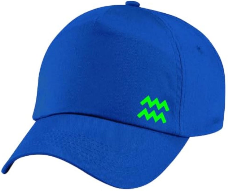 Blue Cap with Aquarius zodia Lemon Green Color Logo