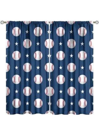 Baseball Curtains for Kids, Sports Theme Softball Ball Navy Blue Print Window Curtains for Boys Teens Bedroom Playroom Living Room 42 W X 45 L - pzsku/Z539A7B0DE6D6F3C7E95CZ/45/_/1724002343/5d281532-da8c-4d9d-84ae-3d50dda7315b