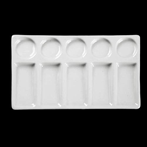 MEEDEN Ceramic Artist Paint Palette Tray 10Wells Rectangle Shape for Watercolor Gouache Painting - Image 2