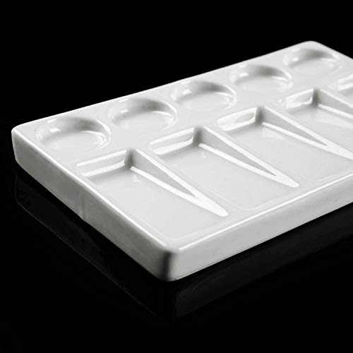 MEEDEN Ceramic Artist Paint Palette Tray 10Wells Rectangle Shape for Watercolor Gouache Painting - Image 3