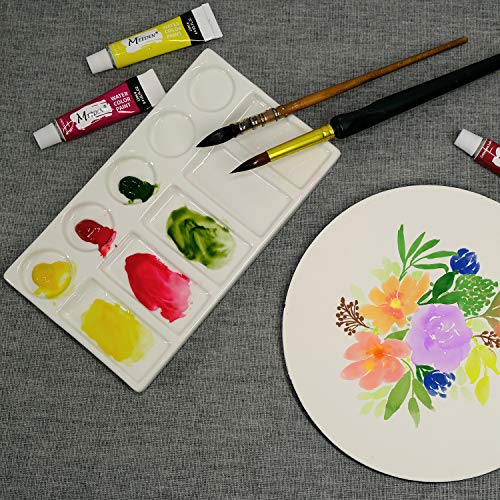 MEEDEN Ceramic Artist Paint Palette Tray 10Wells Rectangle Shape for Watercolor Gouache Painting - Image 5