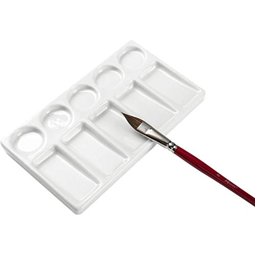 MEEDEN Ceramic Artist Paint Palette Tray 10Wells Rectangle Shape for Watercolor Gouache Painting - Image 4