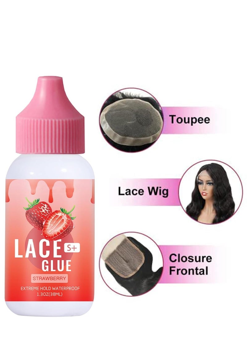 Lace Lace Glue for Wigs, Strong Hold Invisible Wig Bonding Glue for Front Lace Wigs, Waterproof & Oil-Resistant for Hair Systems & Toupees, 1.3oz, Strawberry Scent  - Image 5