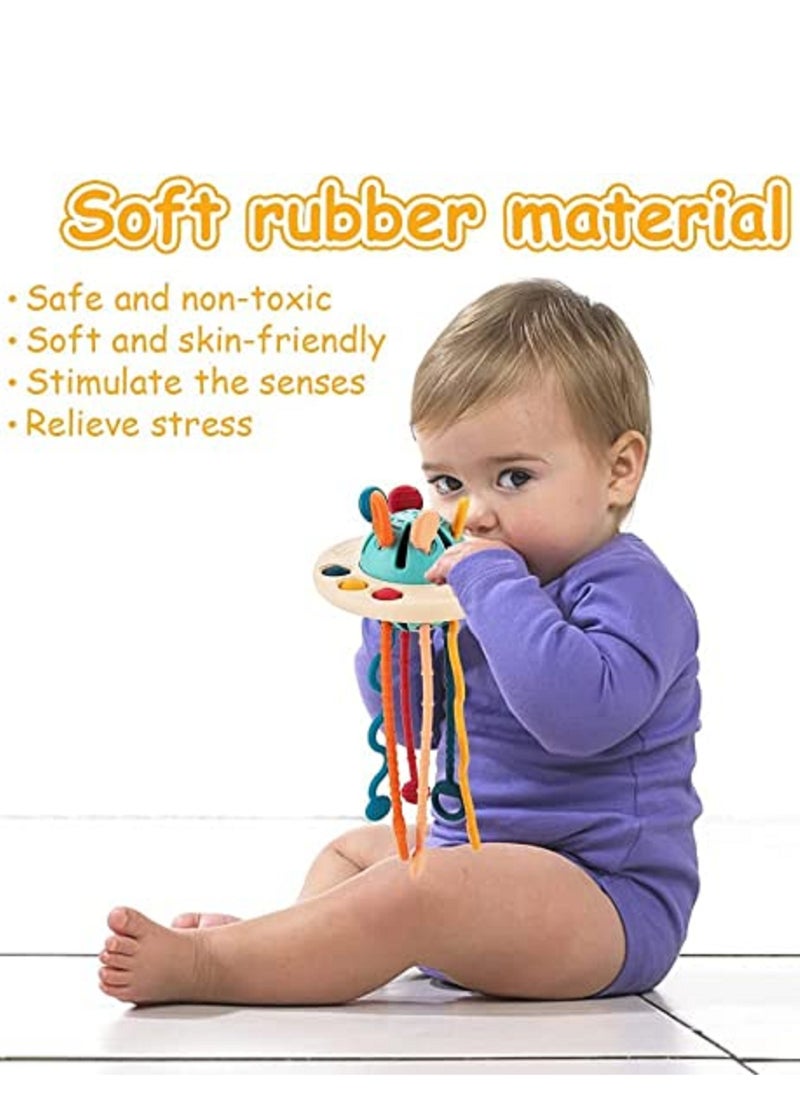 Baby Montessori Toys Silicone Pull String Activity Toy for Toddlers
