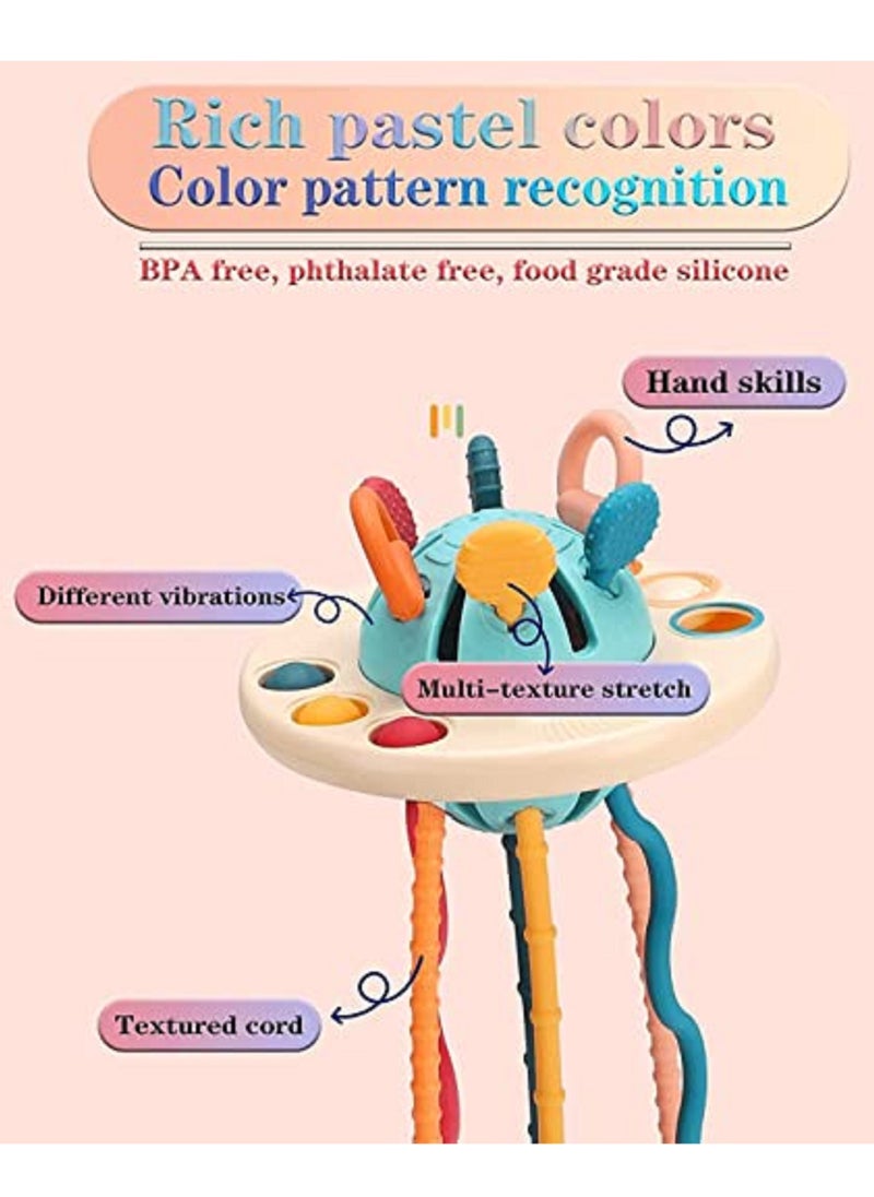 Baby Montessori Toys Silicone Pull String Activity Toy for Toddlers