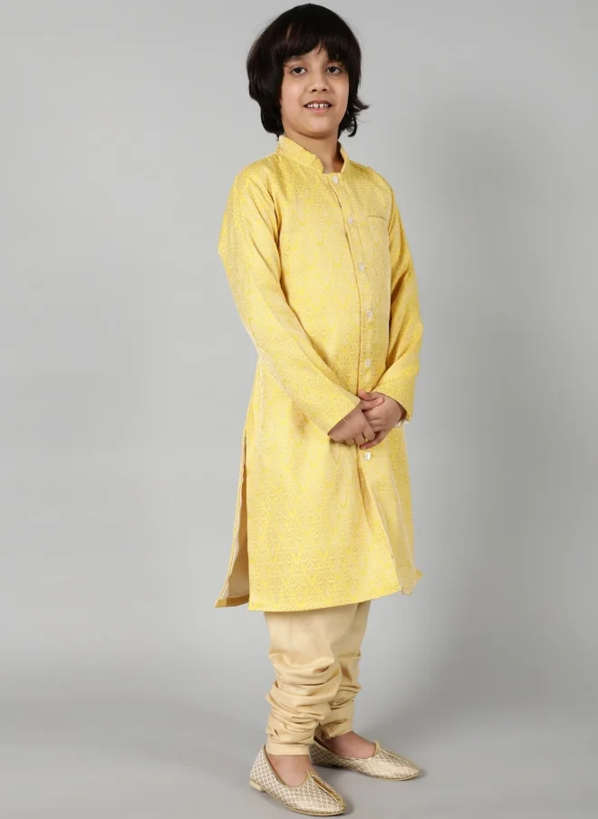 أيه كيه إس Yellow Ethnic Sherwani Set for Boys