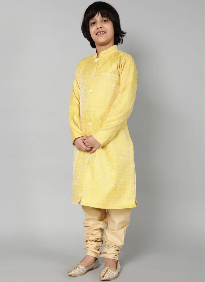 أيه كيه إس Yellow Ethnic Sherwani Set for Boys