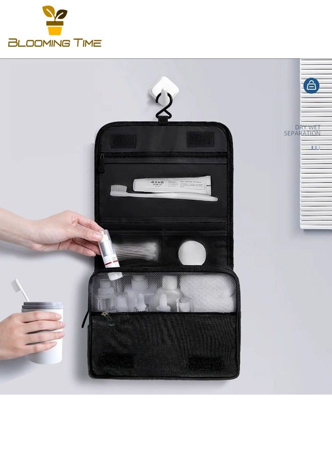Travel Business Storage Bag, Men's and Women's Business Travel Handheld Large Capacity Wash Bag, Hangable Wet and Dry Separate Wash Storage Bag, Handheld Large Capacity Cosmetic Bag, Men's Travel Kit Business Travel Portable Wash Supplies Storage Bag, Black - Image 1