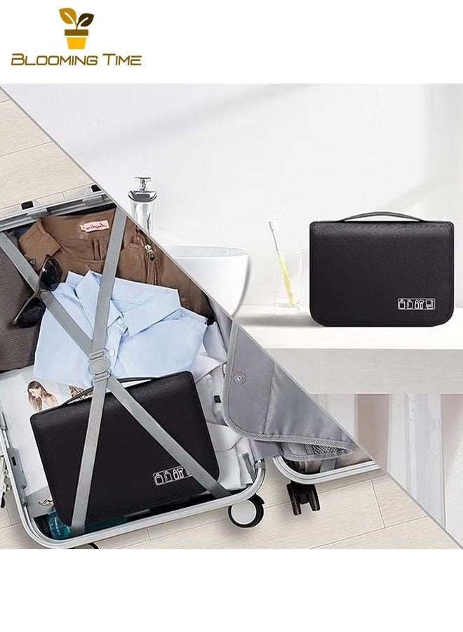 Travel Business Storage Bag, Men's and Women's Business Travel Handheld Large Capacity Wash Bag, Hangable Wet and Dry Separate Wash Storage Bag, Handheld Large Capacity Cosmetic Bag, Men's Travel Kit Business Travel Portable Wash Supplies Storage Bag, Black - Image 3