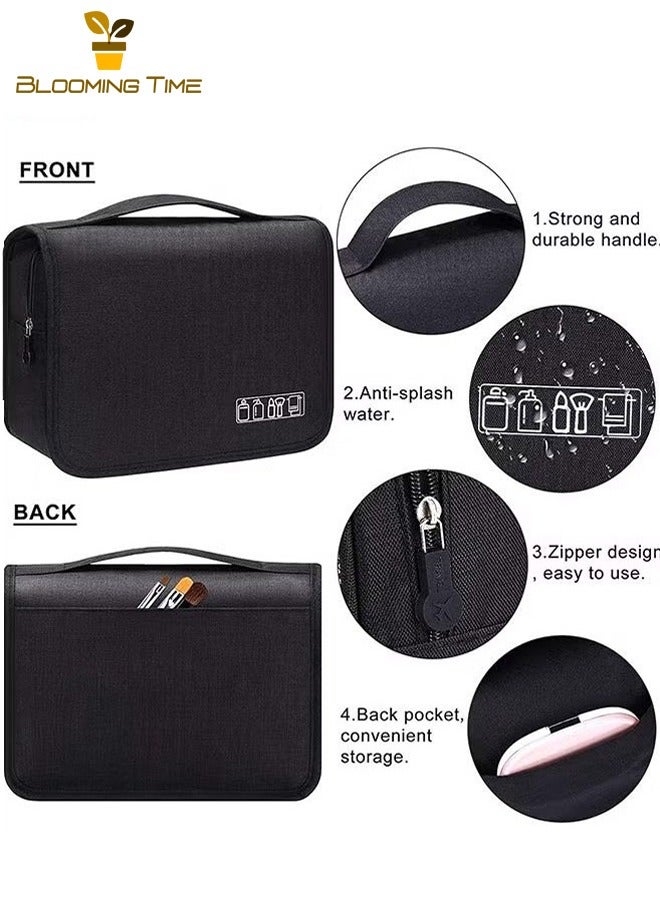 Travel Business Storage Bag, Men's and Women's Business Travel Handheld Large Capacity Wash Bag, Hangable Wet and Dry Separate Wash Storage Bag, Handheld Large Capacity Cosmetic Bag, Men's Travel Kit Business Travel Portable Wash Supplies Storage Bag, Black - Image 4
