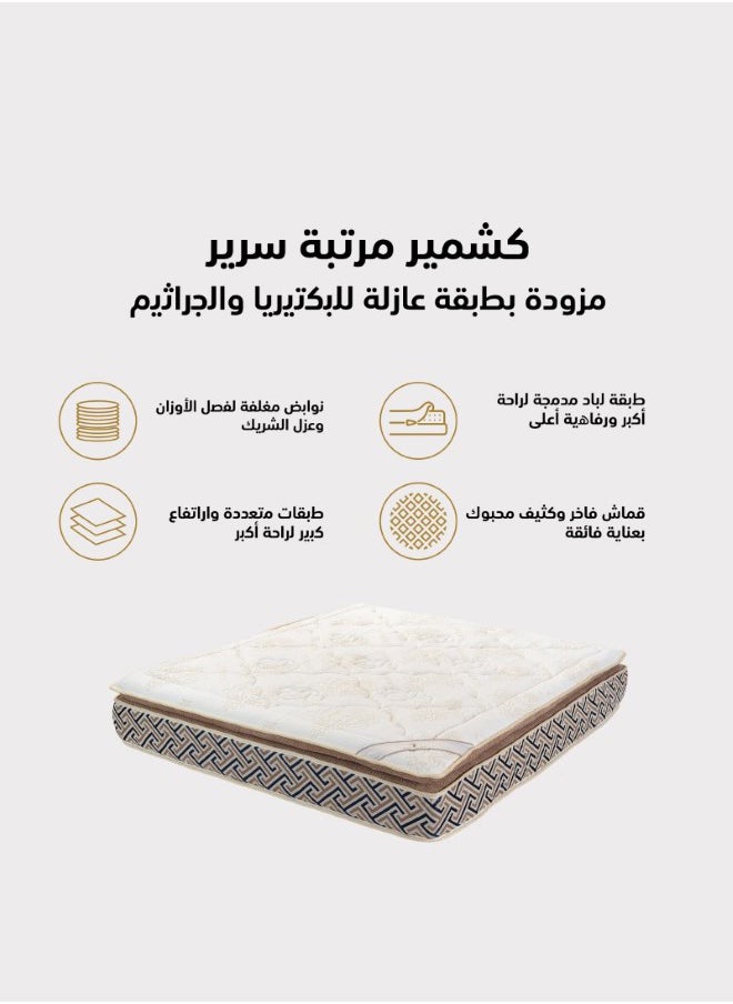 بنهيليغنز كشمير | مرتبة سرير متعددة الطبقات 15 طبقة ارتفاع 30 سم قياس كوين - 15 طبقة0x200 سم - بيج  - Image 2