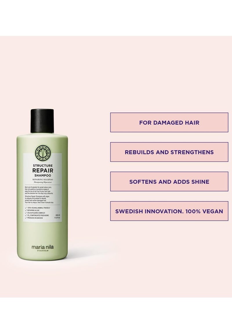 Maria Nila Maria Nila Structure Repair, Shampoo 11.8 Fl Oz, For Damaged & Chemically Treated Hair, Algae Extract Rebuilds & Moisturizes, 100% Vegan & Sulfate/Paraben free  - Image 2